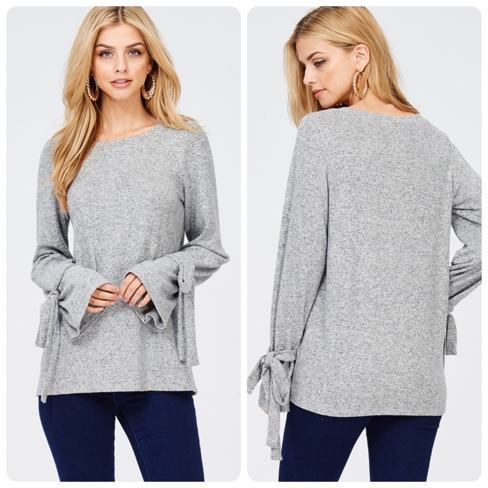 Heather Gray Bell Sleeve Sweater